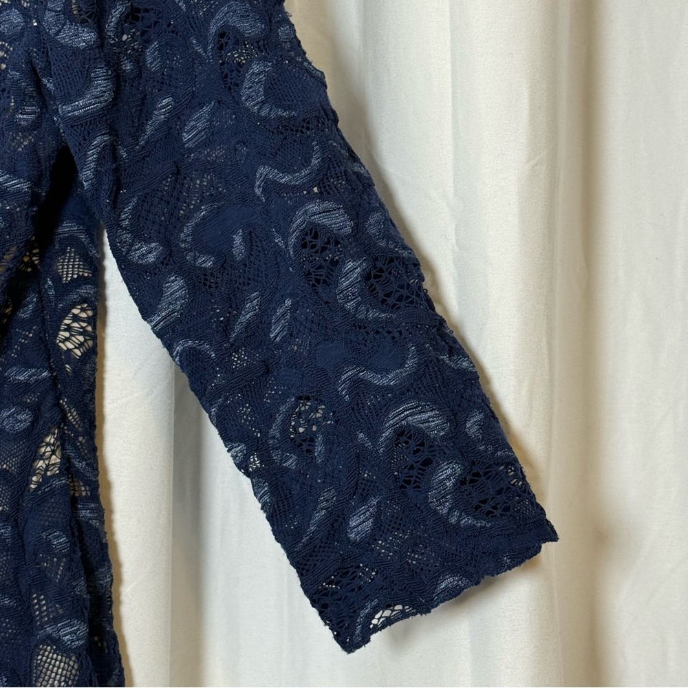 Elana Kattan Lace 2 Piece Skirt Set Wrap Peplum Top Navy Blue Women’s L / M - Picture 10 of 16